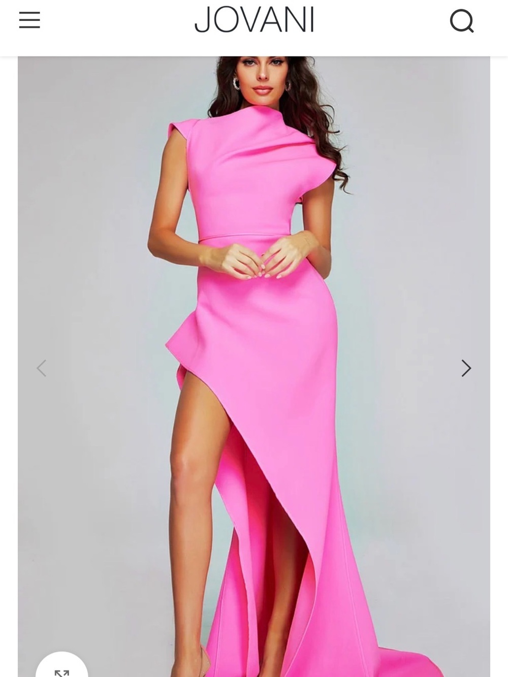 Jovani Hot Pink Asymmetric High-Slit Evening Dress - style 40299